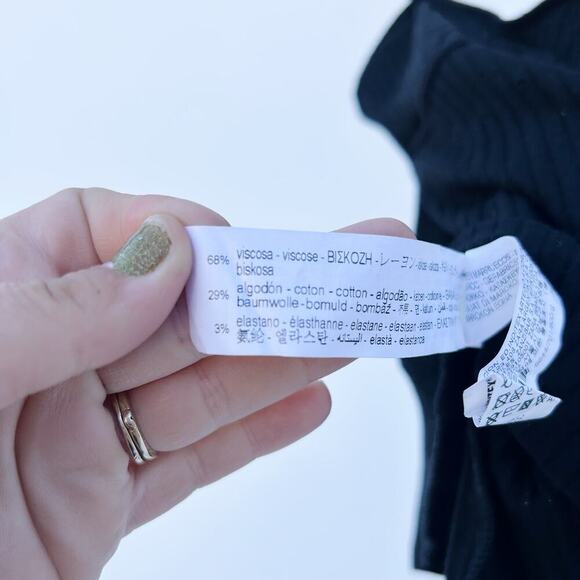 Zara Black Stretchy Ribbed Cami Cardigan Set Medium Pajamas Lounge Sweater - Picture 7 of 11